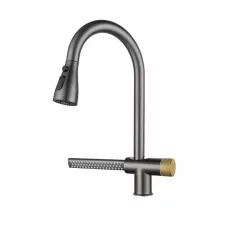 Смеситель для кухни MIXXUS FOZ-014 GRAPHITE с выдвижной лейкой и функцией «водопад»