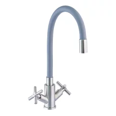 Кухонный смеситель с силиконовым изливом Mixxus DVE-011 Refl.Gray (нерж. сталь)