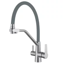 Кухонный смеситель с серым силиконовым изливом Mixxus FUL-021 (с вых.для питьевой воды)