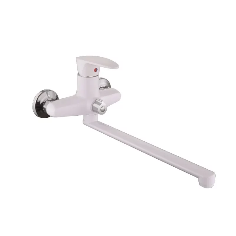 Смеситель для ванны Plamix Cezar-006 EURO SET White (со шлангом, лейкой и кронштейном)