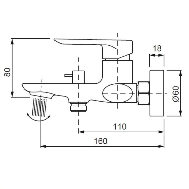 Смеситель для ванны с коротким изливом Koer KB-40028-05