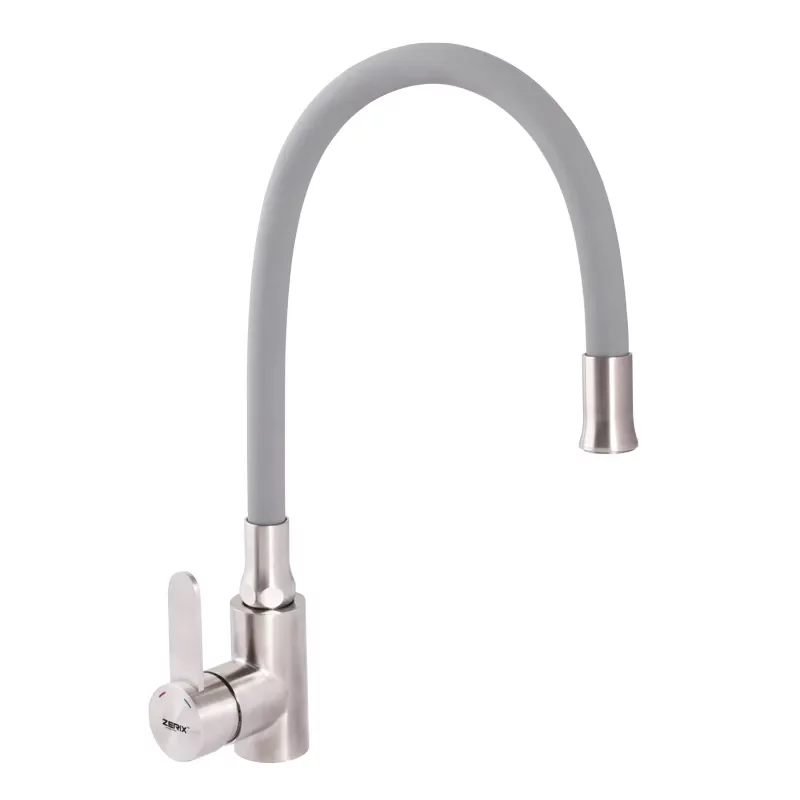 Смеситель для кухни Zerix LR74004-9 с серым гибким изливом