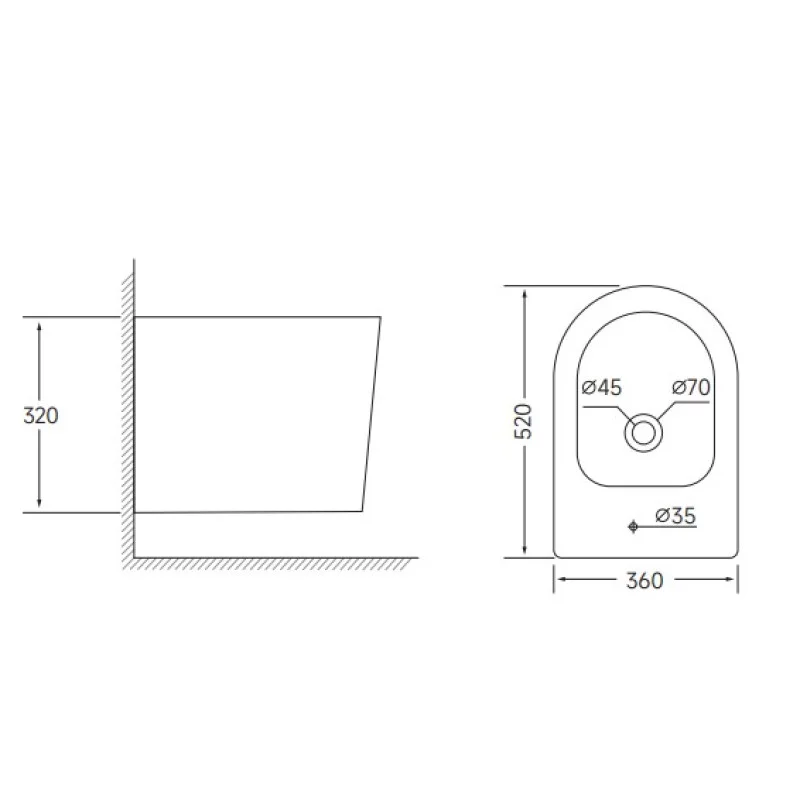 Биде подвесное Mixxus BEVEL-0502 520x360x320mm