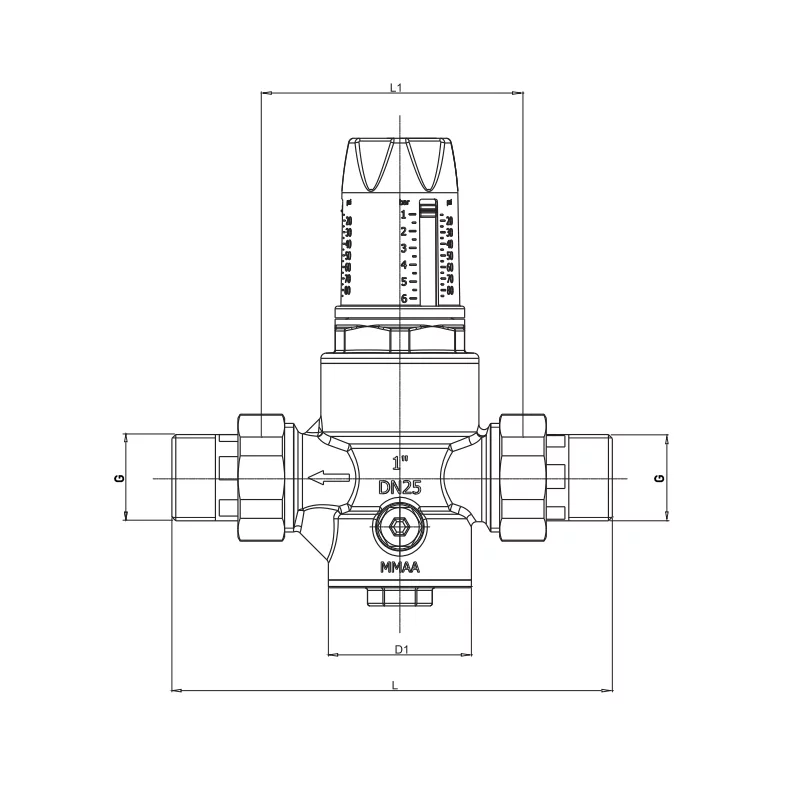 Редуктор давления Roho R1202-050 - 1/2" НН, PN25 (1-6 бар) мембранный