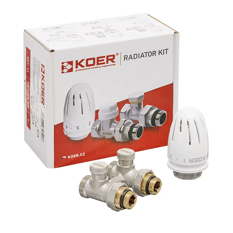 Комплект для нижнего подкл. радиатора Koer SET-22 - 1/2"x3/4" (прямой) с термоголовкой НН