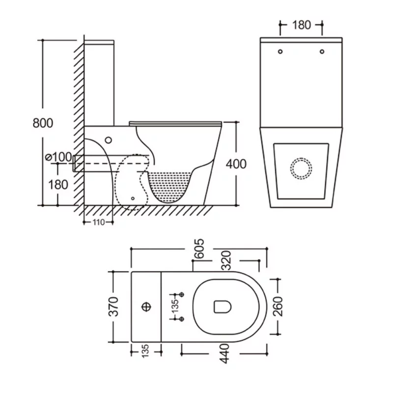 Унитаз-компакт Mixxus BEVEL-0405-R 605х370х800mm, система смыва RIMLESS