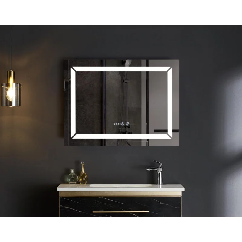 Зеркало Mixxus LIGHT MR01-70x50 с Led Touch, Anti-fog, димером, регулятором яркости, часами (MI6000