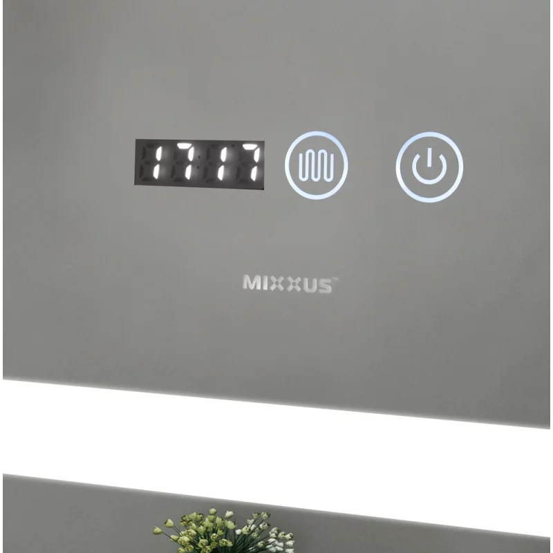 Зеркало Mixxus LIGHT MR01-70x50 с Led Touch, Anti-fog, димером, регулятором яркости, часами (MI6000