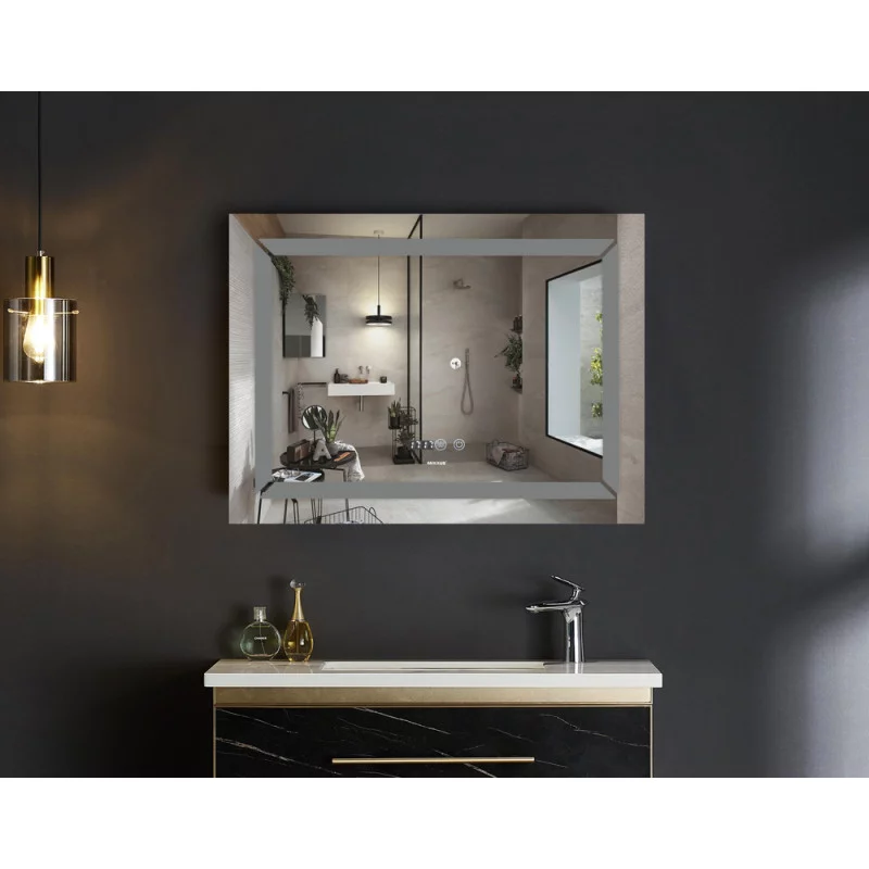 Зеркало Mixxus LIGHT MR01-70x50 с Led Touch, Anti-fog, димером, регулятором яркости, часами (MI6000