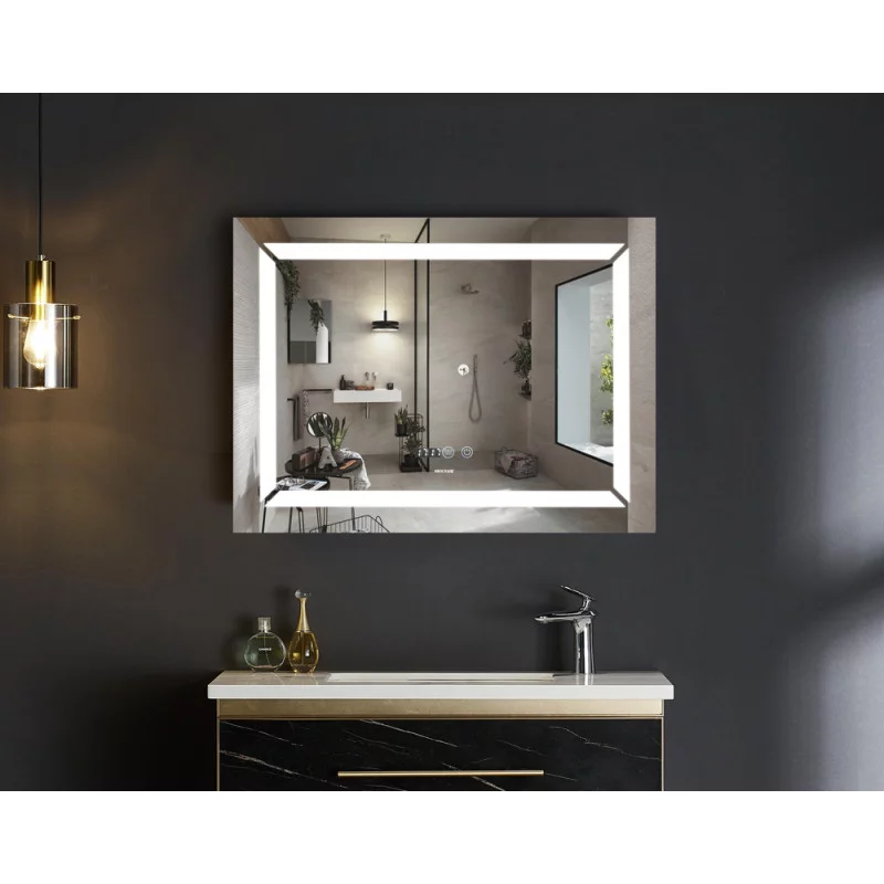 Зеркало Mixxus LIGHT MR01-70x50 с Led Touch, Anti-fog, димером, регулятором яркости, часами (MI6000
