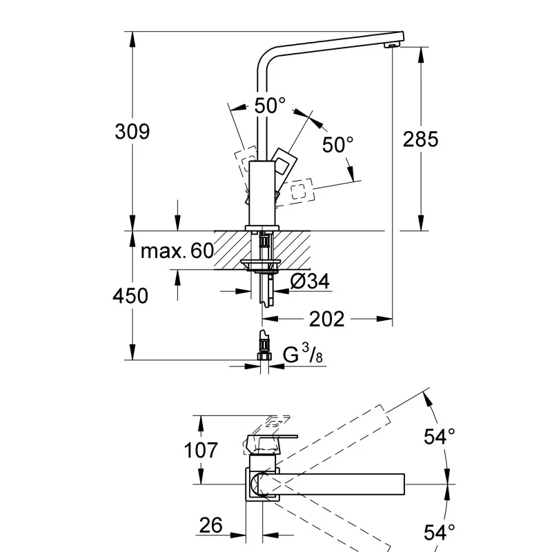Смеситель для кухни Grohe Eurocube