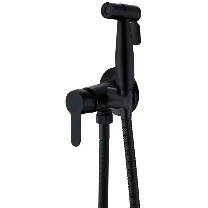 Смеситель для гигиенического душа Zerix DAX-333 Black (с лейкой) из нерж.стали SUS304