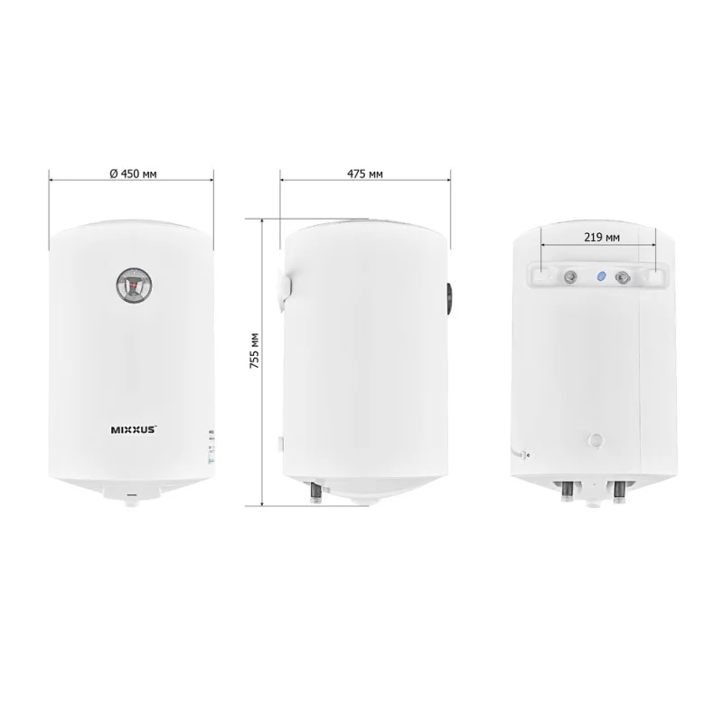 Водонагреватель "Цилиндр" MIXXUS EWH-07080 ROUND WET накопительный 80 л, мокрый тен 1,5 kW